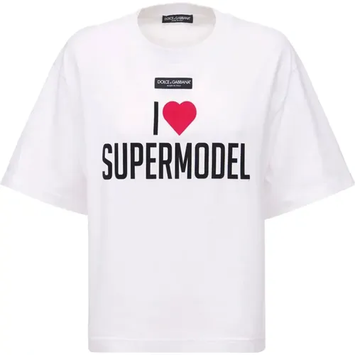 Supermodel Weißes T-Shirt Upgrade - Dolce & Gabbana - Modalova