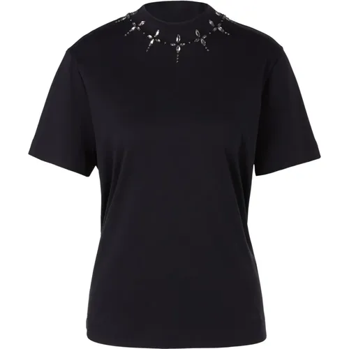 Strass T-Shirt mit elliptischen Details , Damen, Größe: 2XL - Marc Cain - Modalova