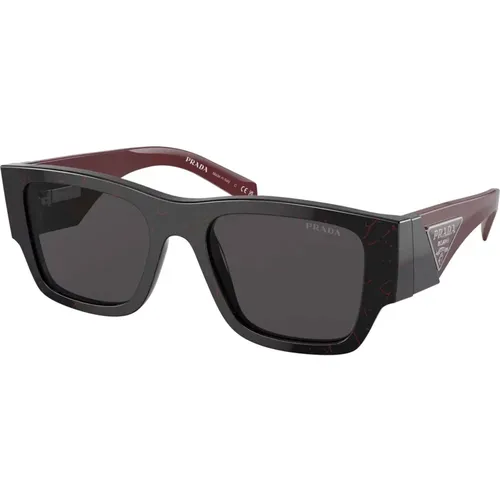 Black Red Marble Sunglasses , male, Sizes: 54 MM - Prada - Modalova