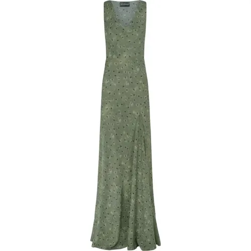 Silk Printed V-Neck Asymmetric Dress , female, Sizes: XS, L, 2XL, S, M, XL - Cortana - Modalova