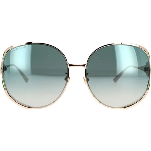 Runde Oversized Metall Sonnenbrille , Damen, Größe: 63 MM - Gucci - Modalova