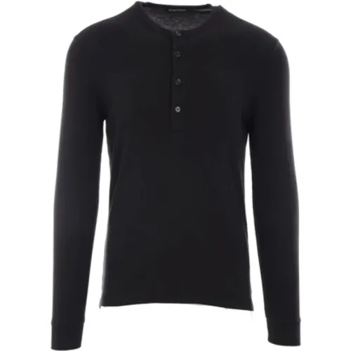 Long Sleeve Ribbed Polo , male, Sizes: L - Tom Ford - Modalova