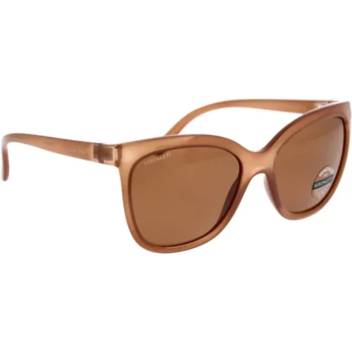 Agata Shiny Espresso Sunglasses , female, Sizes: 57 MM - Serengeti - Modalova