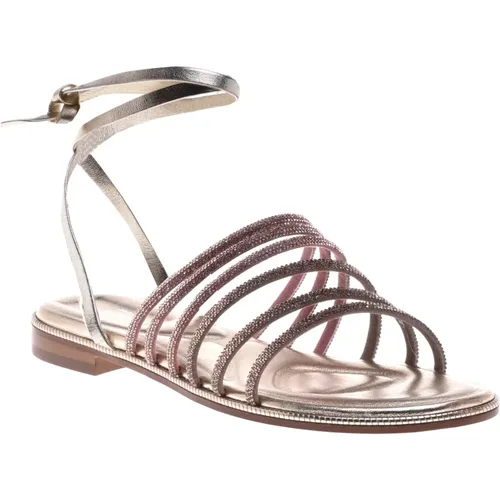 Sandal in platinum nappa leather , Damen, Größe: 38 1/2 EU - Baldinini - Modalova