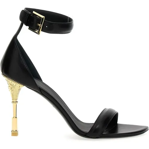 Gold-tone Leather Sandals , female, Sizes: 8 UK - Balmain - Modalova