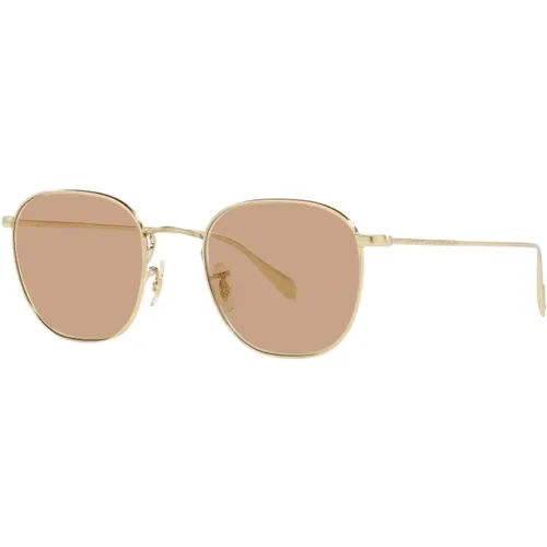 Brushed Gold Demo Lens Eyewear Frames , Herren, Größe: 49 MM - Oliver Peoples - Modalova