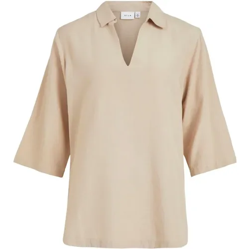 V-Neck Short Sleeve Shirt - Vila - Modalova