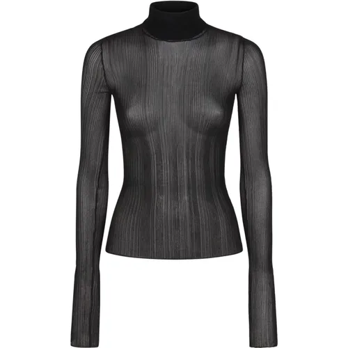 Schwarzer Rollkragenpullover aus transparentem Strick , Damen, Größe: S - Givenchy - Modalova