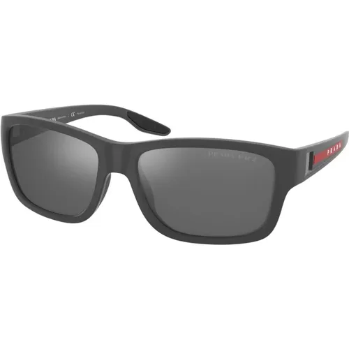 Sporty Sunglasses in Rubber Grey/Silver , male, Sizes: 59 MM - Prada - Modalova