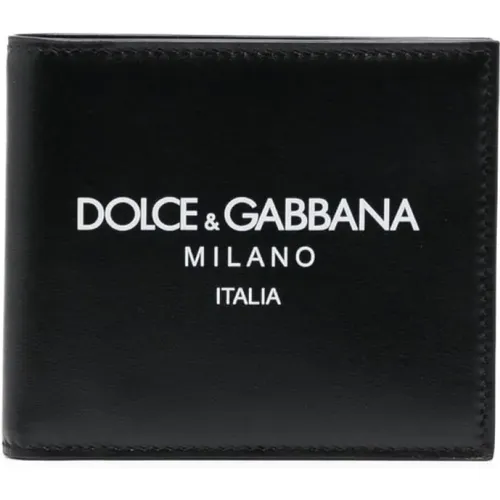 Wallets & Cardholders,Schwarze Leder-Billfold-Brieftasche mit Logo - Dolce & Gabbana - Modalova