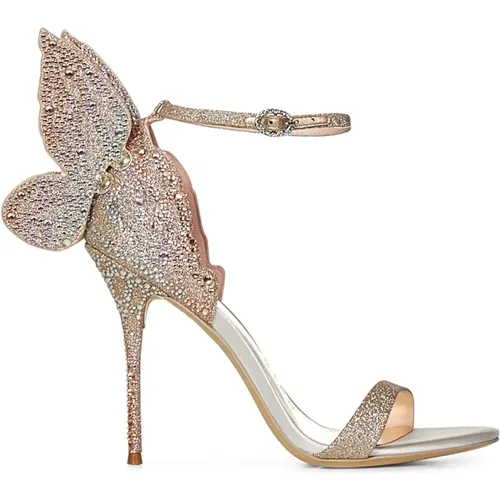 Champagne Glitter Butterfly Heel Sandals , female, Sizes: 6 UK, 5 1/2 UK - Sophia Webster - Modalova