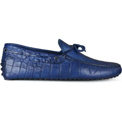 Blaue Krokoleder-Loafer , Herren, Größe: 40 EU - TOD'S - Modalova