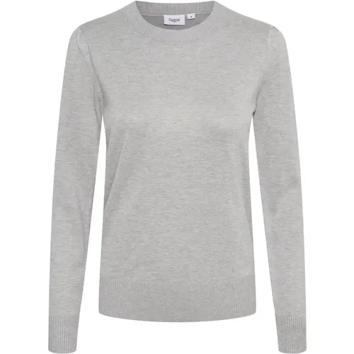 Pearl Grey Mel Knit Sweater , female, Sizes: 2XL - Saint Tropez - Modalova