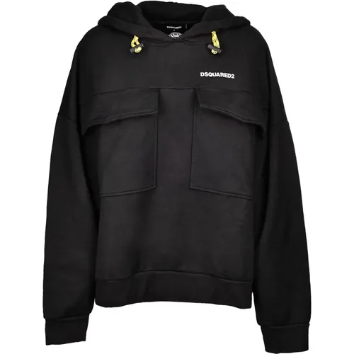 Oversized Fit Hoodie Sweatshirt Schwarz , Damen, Größe: S - Dsquared2 - Modalova