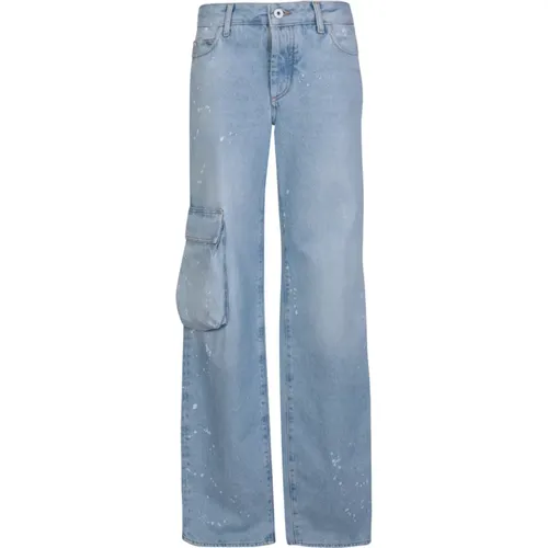 Cargo Jeans with Unique Painted Detail , female, Sizes: W25, W26 - Off White - Modalova
