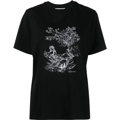 Schwarzes Boxy Toile de Jouy T-Shirt , Damen, Größe: M - Coperni - Modalova