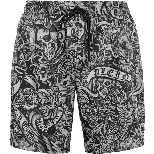 Schwarzer Badeanzug mit Tattoo-Print - Philipp Plein - Modalova