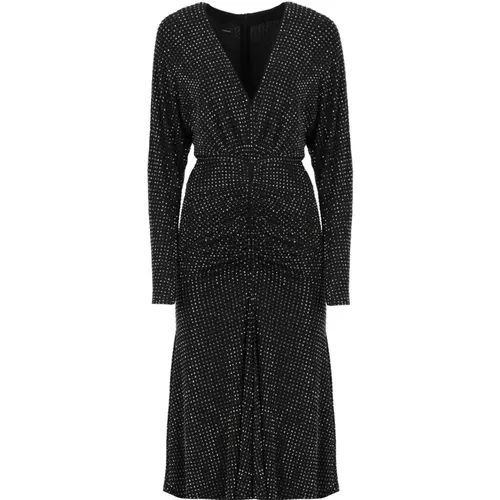 Schwarzes Modales Kleid mit Strass , Damen, Größe: M - pinko - Modalova