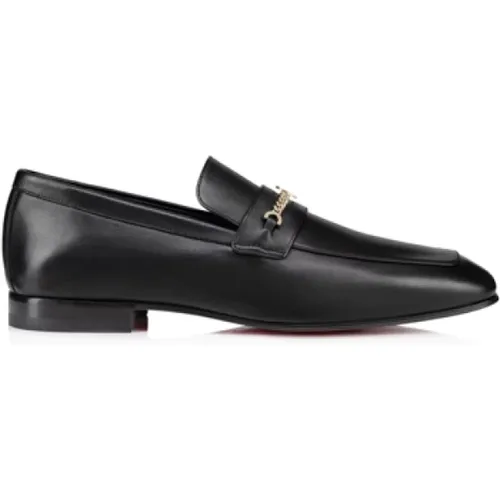 Schwarze flache Schuhe mit Logo-Kette - Christian Louboutin - Modalova