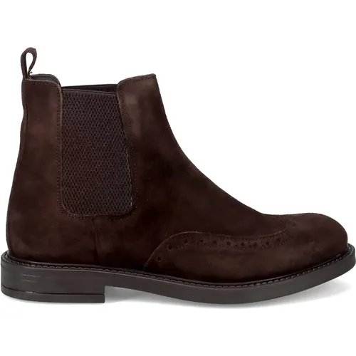 Dark Ankle Boots with Elastic Sides , male, Sizes: 8 UK, 9 UK, 11 UK, 6 UK, 7 UK - Sangiorgio - Modalova