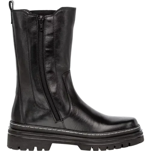 Stilvolle schwarze Leder Chelsea Boots , Damen, Größe: 38 1/2 EU - Gabor - Modalova