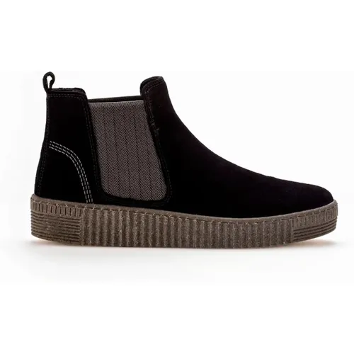 Schwarzer Velvet Chelsea Boot , Damen, Größe: 37 EU - Gabor - Modalova