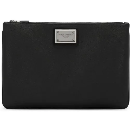 Schwarze Logo Plaque Clutch Tasche - Dolce & Gabbana - Modalova