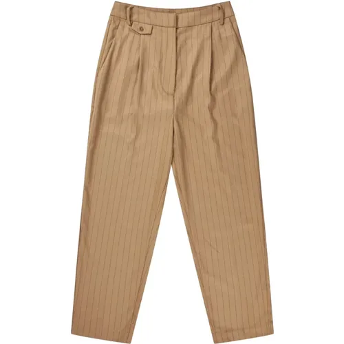 Pinstripe Edie Trousers Camel , female, Sizes: S - Munthe - Modalova