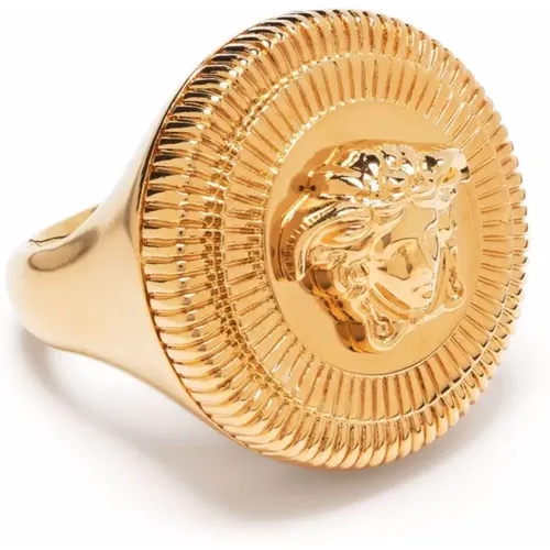 Medusa Biggie Golden Brass Ring , female, Sizes: 2XS, S, M, XS - Versace - Modalova