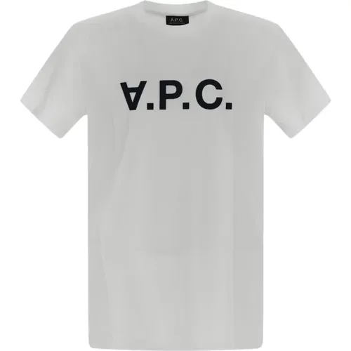 Weißes Baumwoll-T-Shirt mit Marineblauem V.p.c. Logo , Herren, Größe: XL - A.p.c. - Modalova