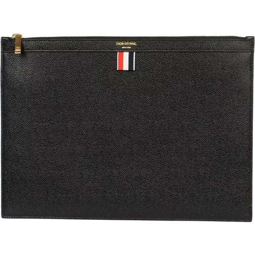 Pebble Grain Leather Document Holder , male, Sizes: ONE SIZE - Thom Browne - Modalova