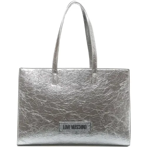 Silver Shopper Bag , female, Sizes: ONE SIZE - Love Moschino - Modalova