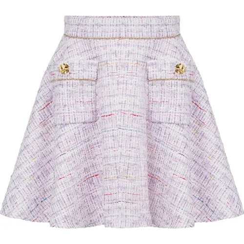 Lilac Tweed Skater Mini Skirt , female, Sizes: XL, L - Nina Ricci - Modalova