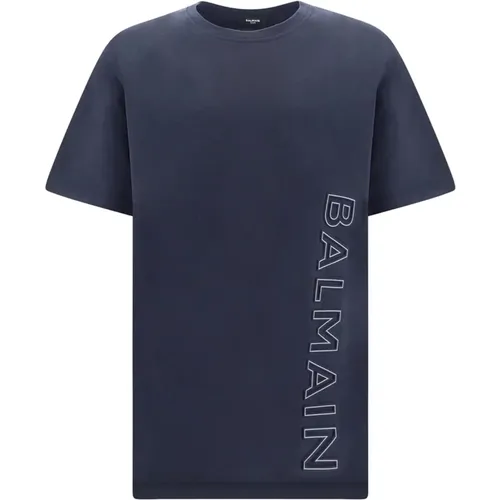 Cotton T-Shirt with Logo Detail , male, Sizes: S - Balmain - Modalova