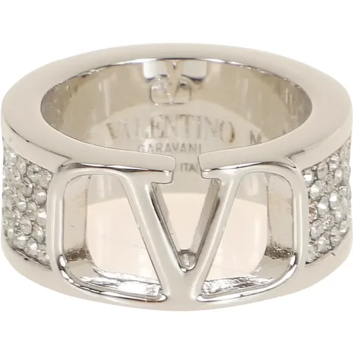 Swarovski Crystal Vlogo Signature Ring , female, Sizes: 50 MM - Valentino Garavani - Modalova