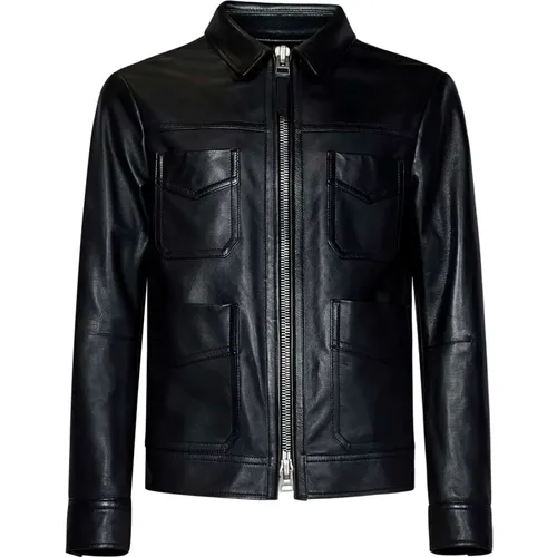 Leather Unlined Blouson Jacket , male, Sizes: 2XL, M - Tom Ford - Modalova