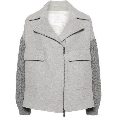 Coat with knitwear sleeves , female, Sizes: S, M, XS - Eleventy - Modalova