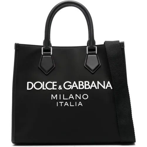 Handbags,Umhängetasche mit Canvas und Lederbesatz - Dolce & Gabbana - Modalova