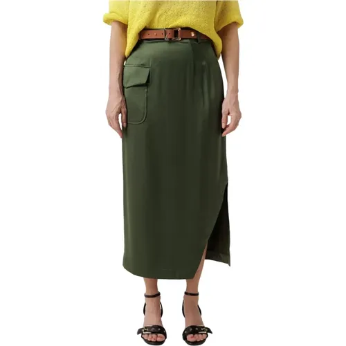 Midi Skirt with Hidden Zipper and Belt Loops , female, Sizes: XL, S - Caroline Biss - Modalova
