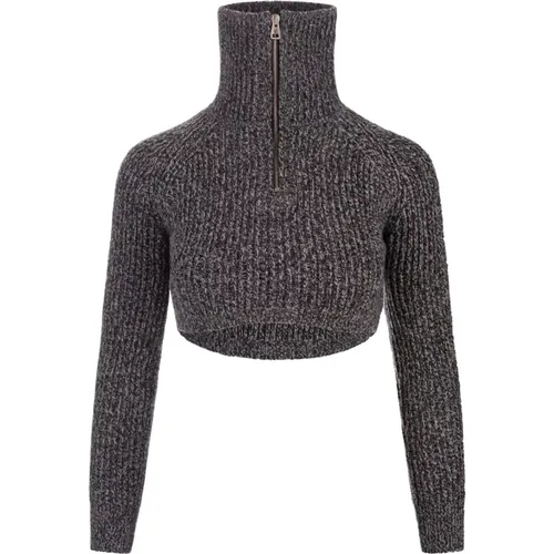 Grey Melange Cashmere Wool Sweater , female, Sizes: L, M - Ermanno Scervino - Modalova