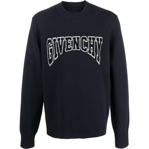 Blauer Logo-Patches Strickpullover - Givenchy - Modalova