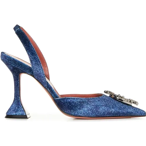 Blaue Slingback Kristall Pumps - Amina Muaddi - Modalova