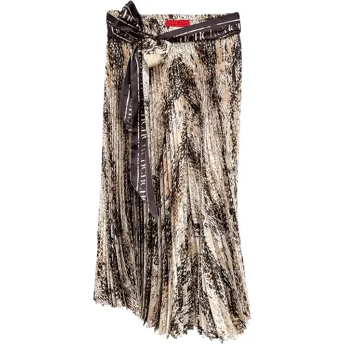 Snake Print Pleated Twill Skirt , female, Sizes: M - Carolina Herrera - Modalova