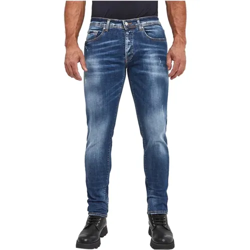 Blaue Bestickte Slim Fit Jeans , Herren, Größe: W32 - Liu Jo - Modalova