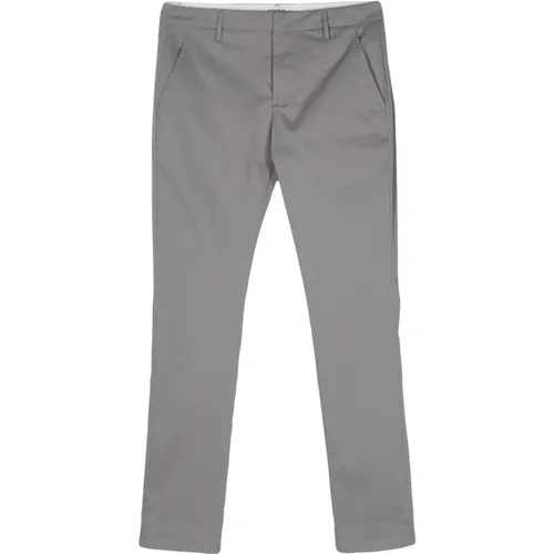 Grey Cotton Pants Straight Cut , male, Sizes: W33, W34, W32, W31, W40, W38 - Dondup - Modalova