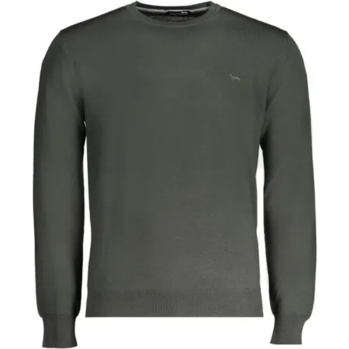 Grüner Woll-Crewneck-Pullover Bestickt , Herren, Größe: L - Harmont & Blaine - Modalova