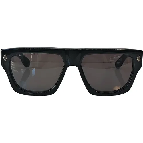 Schwarze rechteckige Sonnenbrille mit 925 Silber Kreuzemblem - Chrome Hearts - Modalova