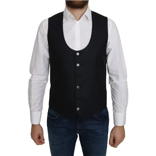 Silk Romb Pattern Formal Vest , male, Sizes: S - Dolce & Gabbana - Modalova