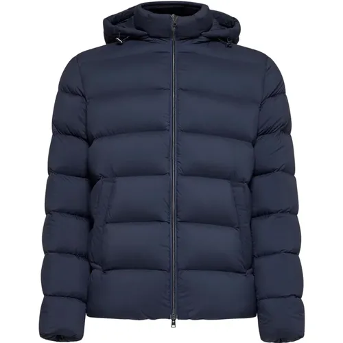 Blaue Stepp-Nylon-Bomberjacke , Herren, Größe: 4XL - Herno - Modalova