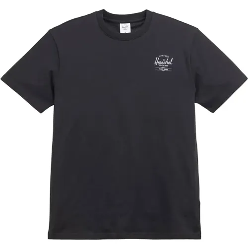 Schwarzes Baumwoll Logo Tee Herren , Herren, Größe: M - Herschel - Modalova